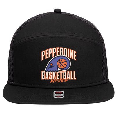 Pepperdine Waves Basketball 7 Panel Mesh Trucker Snapback Hat