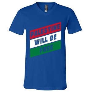 Palestine Will Be Free Fist Of Justice And Freedom Gift V-Neck T-Shirt