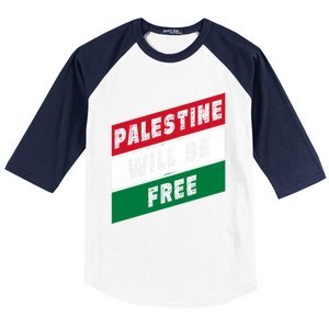 Palestine Will Be Free Fist Of Justice And Freedom Gift Baseball Sleeve Shirt