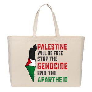 Palestine Will Be Free Stop The Genocide End The Apartheid Cotton Canvas Jumbo Tote