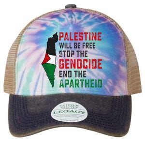 Palestine Will Be Free Stop The Genocide End The Apartheid Legacy Tie Dye Trucker Hat