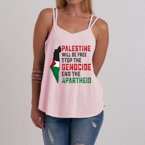 Palestine Will Be Free Stop The Genocide End The Apartheid Women's Strappy Tank