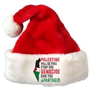 Palestine Will Be Free Stop The Genocide End The Apartheid Premium Christmas Santa Hat