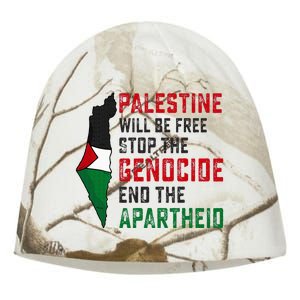 Palestine Will Be Free Stop The Genocide End The Apartheid Kati - Camo Knit Beanie