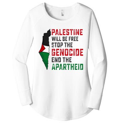 Palestine Will Be Free Stop The Genocide End The Apartheid Women's Perfect Tri Tunic Long Sleeve Shirt