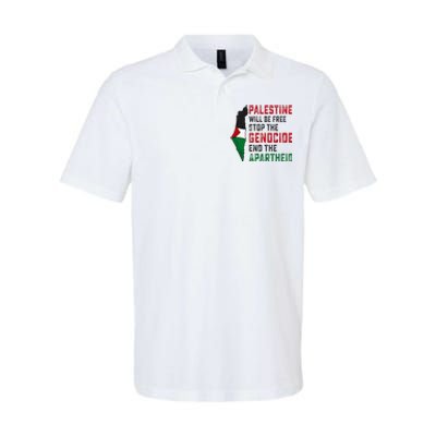 Palestine Will Be Free Stop The Genocide End The Apartheid Softstyle Adult Sport Polo