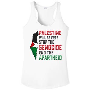 Palestine Will Be Free Stop The Genocide End The Apartheid Ladies PosiCharge Competitor Racerback Tank