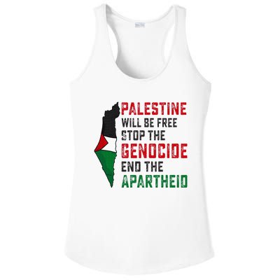 Palestine Will Be Free Stop The Genocide End The Apartheid Ladies PosiCharge Competitor Racerback Tank