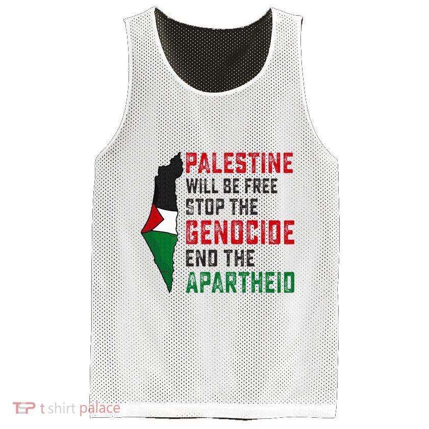 Palestine Will Be Free Stop The Genocide End The Apartheid Mesh Reversible Basketball Jersey Tank
