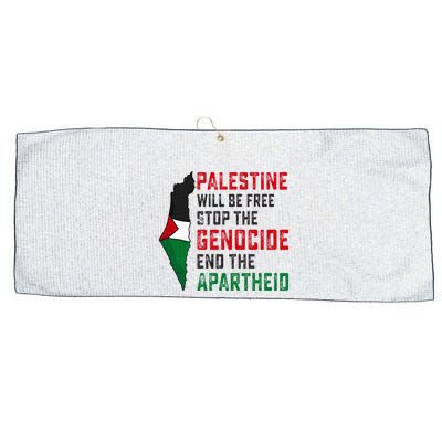 Palestine Will Be Free Stop The Genocide End The Apartheid Large Microfiber Waffle Golf Towel