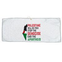 Palestine Will Be Free Stop The Genocide End The Apartheid Large Microfiber Waffle Golf Towel
