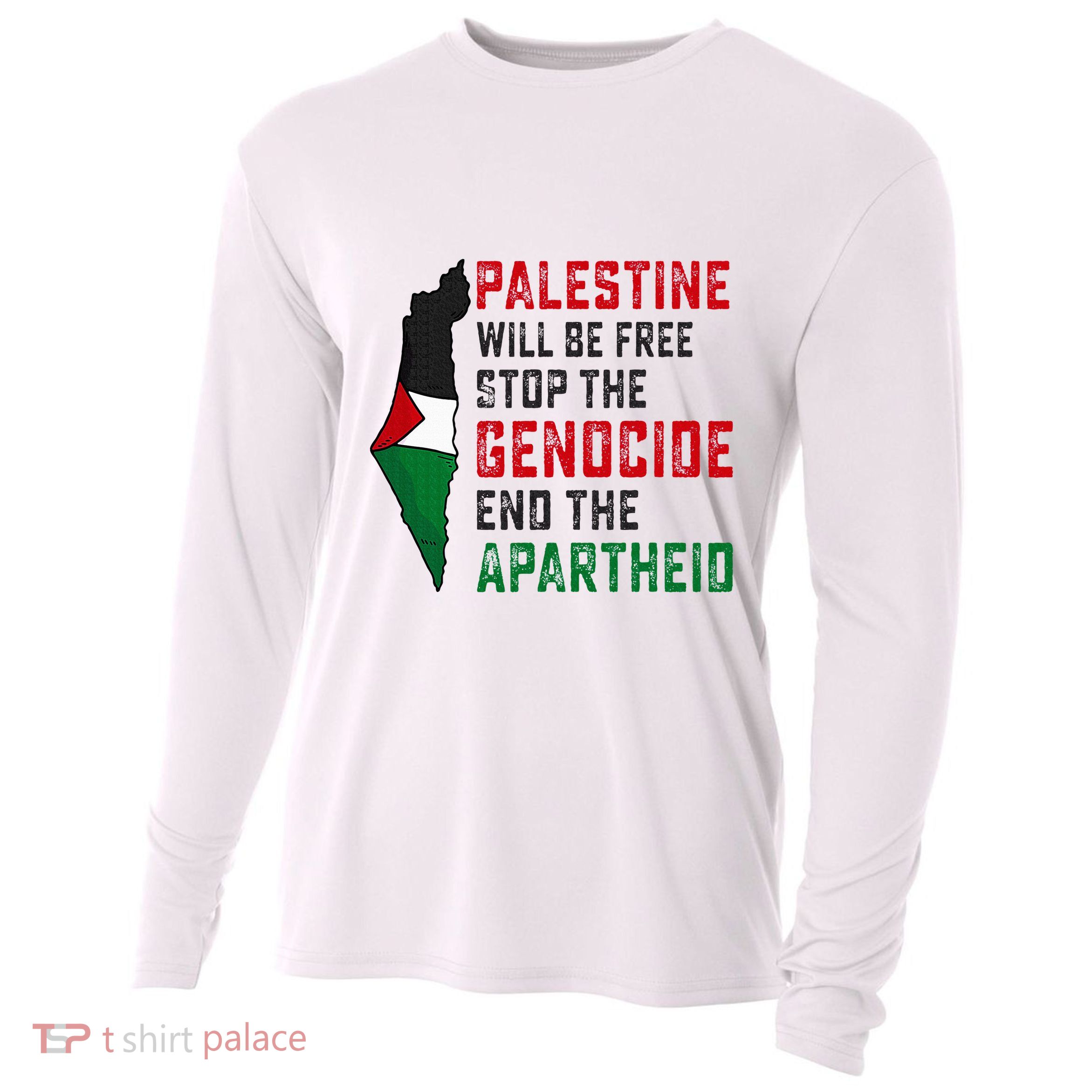 Palestine Will Be Free Stop The Genocide End The Apartheid Cooling Performance Long Sleeve Crew