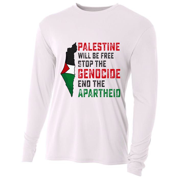 Palestine Will Be Free Stop The Genocide End The Apartheid Cooling Performance Long Sleeve Crew