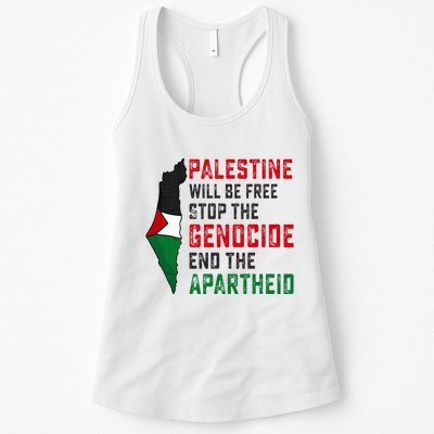 Palestine Will Be Free Stop The Genocide End The Apartheid Womens Tank Top