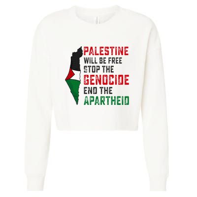 Palestine Will Be Free Stop The Genocide End The Apartheid Cropped Pullover Crew