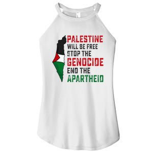 Palestine Will Be Free Stop The Genocide End The Apartheid Women's Perfect Tri Rocker Tank