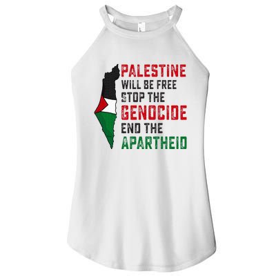 Palestine Will Be Free Stop The Genocide End The Apartheid Women's Perfect Tri Rocker Tank