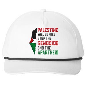 Palestine Will Be Free Stop The Genocide End The Apartheid Snapback Five-Panel Rope Hat