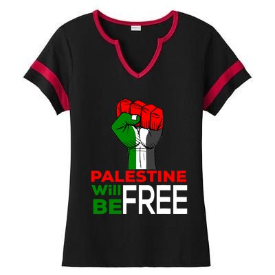 Palestine Will Be Free Palestine Flag Ladies Halftime Notch Neck Tee