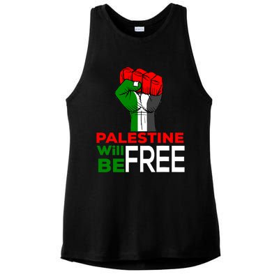 Palestine Will Be Free Palestine Flag Ladies PosiCharge Tri-Blend Wicking Tank