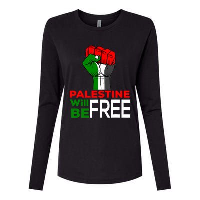 Palestine Will Be Free Palestine Flag Womens Cotton Relaxed Long Sleeve T-Shirt