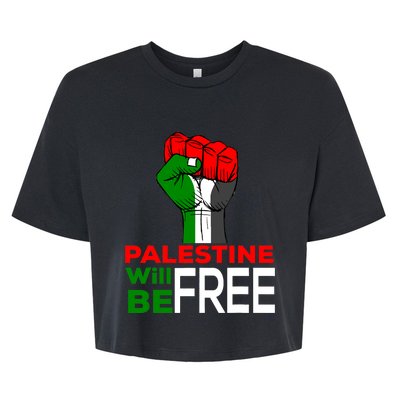 Palestine Will Be Free Palestine Flag Bella+Canvas Jersey Crop Tee