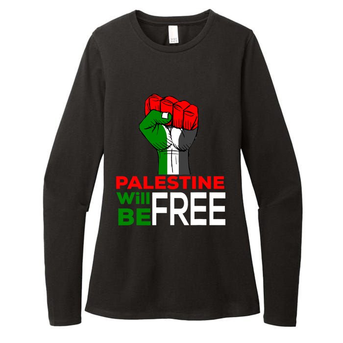 Palestine Will Be Free Palestine Flag Womens CVC Long Sleeve Shirt