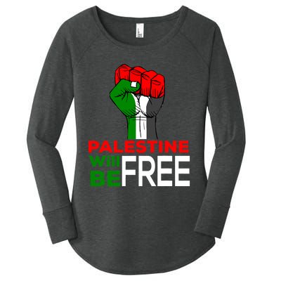 Palestine Will Be Free Palestine Flag Women's Perfect Tri Tunic Long Sleeve Shirt