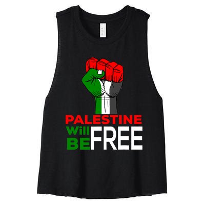 Palestine Will Be Free Palestine Flag Women's Racerback Cropped Tank