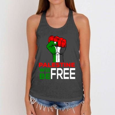 Palestine Will Be Free Palestine Flag Women's Knotted Racerback Tank