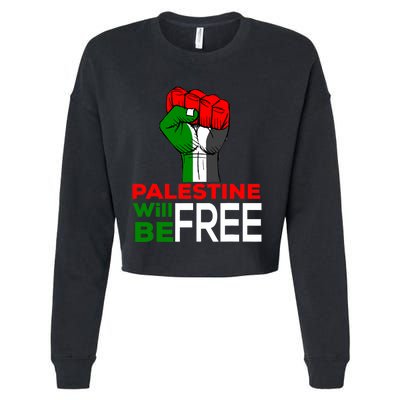 Palestine Will Be Free Palestine Flag Cropped Pullover Crew