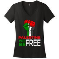 Palestine Will Be Free Palestine Flag Women's V-Neck T-Shirt