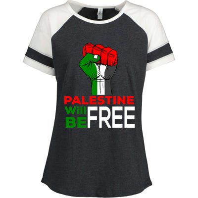 Palestine Will Be Free Palestine Flag Enza Ladies Jersey Colorblock Tee