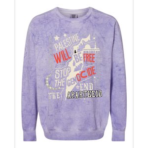 Palestine Will Be Free Stop The Genocide End The Apartheid Colorblast Crewneck Sweatshirt