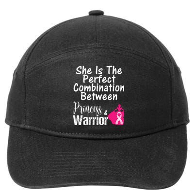 Princess Warrior Breast Cancer Survivor Gift 7-Panel Snapback Hat