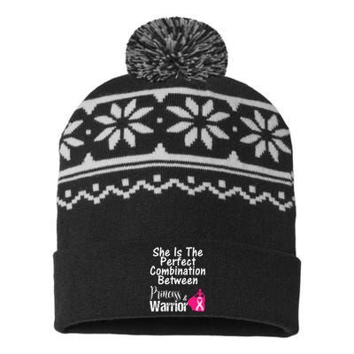 Princess Warrior Breast Cancer Survivor Gift USA-Made Snowflake Beanie