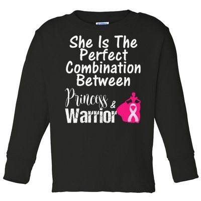 Princess Warrior Breast Cancer Survivor Gift Toddler Long Sleeve Shirt