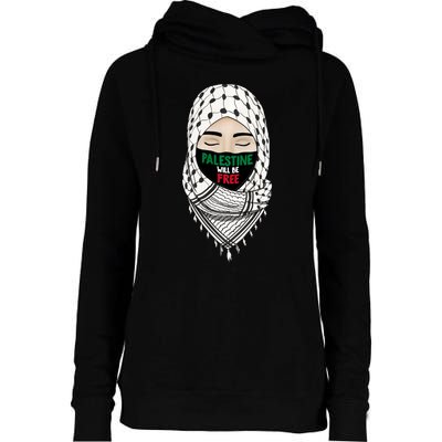 Palestine Will Be Free Gaza Flag Arabic Support Womens Funnel Neck Pullover Hood