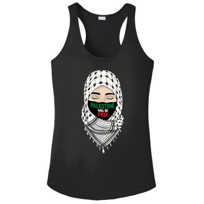 Palestine Will Be Free Gaza Flag Arabic Support Ladies PosiCharge Competitor Racerback Tank