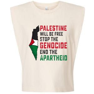 Palestine Will Be Free Stop The Genocide End The Apartheid Garment-Dyed Women's Muscle Tee