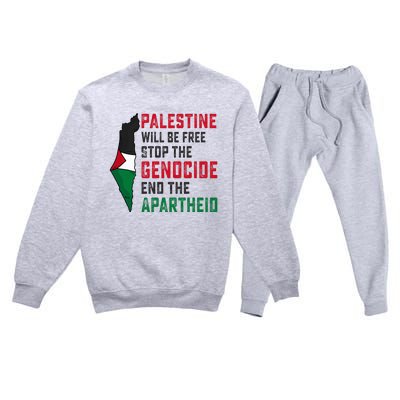 Palestine Will Be Free Stop The Genocide End The Apartheid Premium Crewneck Sweatsuit Set