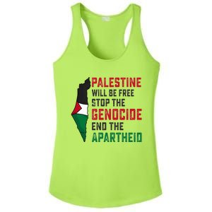 Palestine Will Be Free Stop The Genocide End The Apartheid Ladies PosiCharge Competitor Racerback Tank