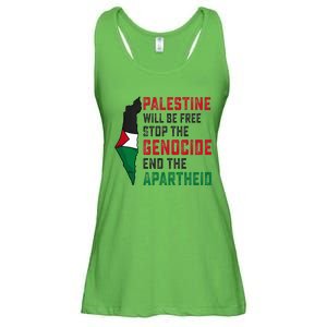 Palestine Will Be Free Stop The Genocide End The Apartheid Ladies Essential Flowy Tank