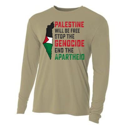 Palestine Will Be Free Stop The Genocide End The Apartheid Cooling Performance Long Sleeve Crew