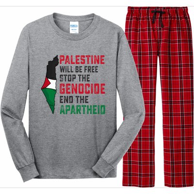 Palestine Will Be Free Stop The Genocide End The Apartheid Long Sleeve Pajama Set