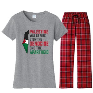 Palestine Will Be Free Stop The Genocide End The Apartheid Women's Flannel Pajama Set