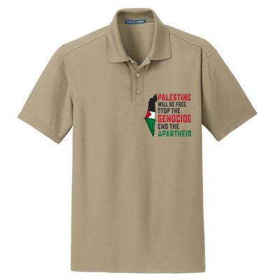 Palestine Will Be Free Stop The Genocide End The Apartheid Dry Zone Grid Polo