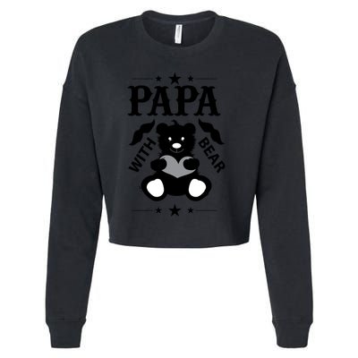 Papa With Bear Gift Cropped Pullover Crew