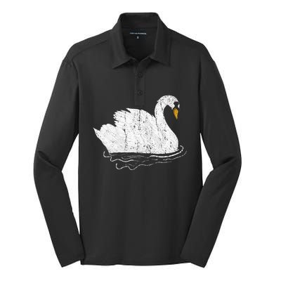 Pretty Wildlife Bird Beautiful Animal Lake Swan Silk Touch Performance Long Sleeve Polo