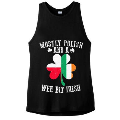 Polish Wee Bit Irish Poland Funny St Patricks Day Ladies PosiCharge Tri-Blend Wicking Tank